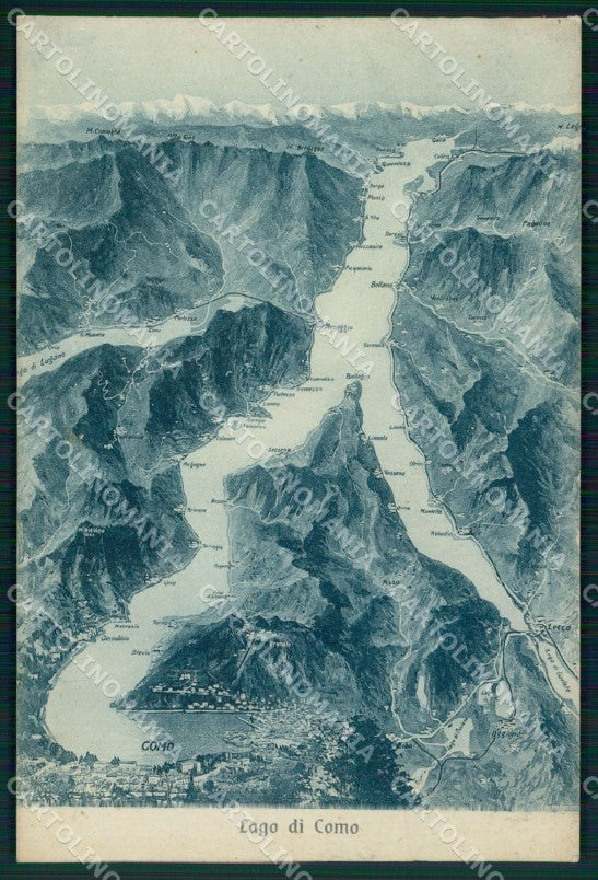 Como Città Lago di Cartina Geografica Brunner 100 96 cartolina MX4278 – fronte