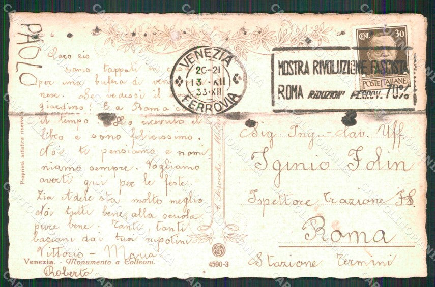 Venezia Città Monumento a Colleoni MACCHIE cartolina MX4285 – retro