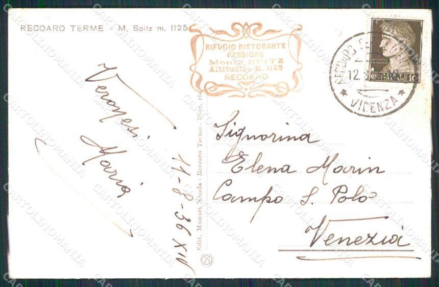 Vicenza Recoaro Terme Monte Spitz cartolina MX4330 – retro
