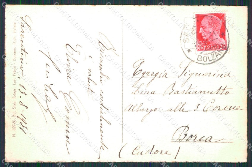 Bolzano Sarentino Castel Regina Franzl 327 8 cartolina MX4343 – retro