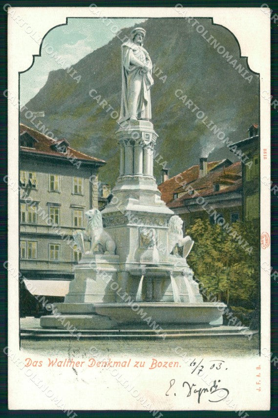 Bolzano Città Piazza Walter Monumento cartolina MX4347 – fronte