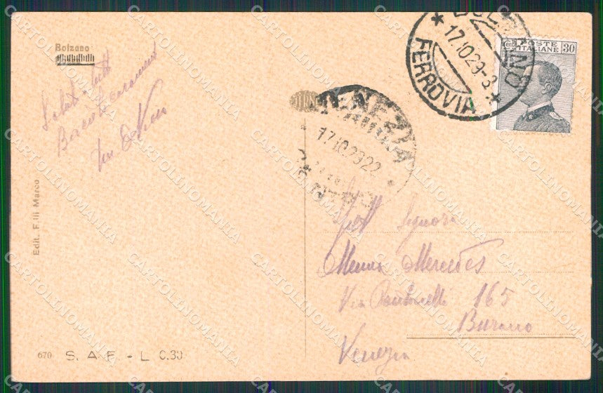 Bolzano Città Strada tra i Monti cartolina MX4352 – retro