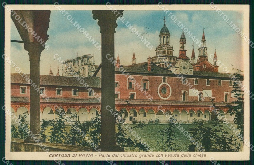 Pavia Certosa di Pavia Chiostro Grande Veduta Chiesa cartolina MX4370 – fronte