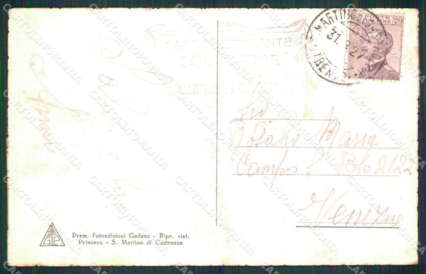 Trento San Martino di Castrozza Passo Rolle Cima Rosetta cartolina MX4374 – retro