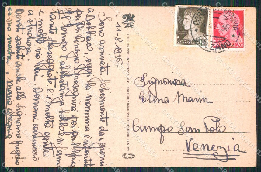 Bolzano Dobbiaco Val Pusteria Dolomiti cartolina MX4389 – retro