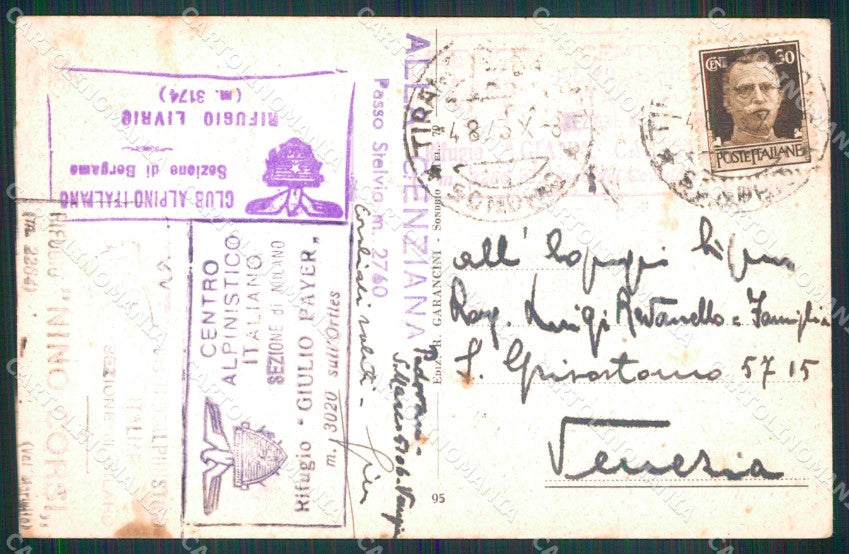 Bolzano Stelvio Gruppo Ortler Rifugio Monte Livrio cartolina MX4397 – retro