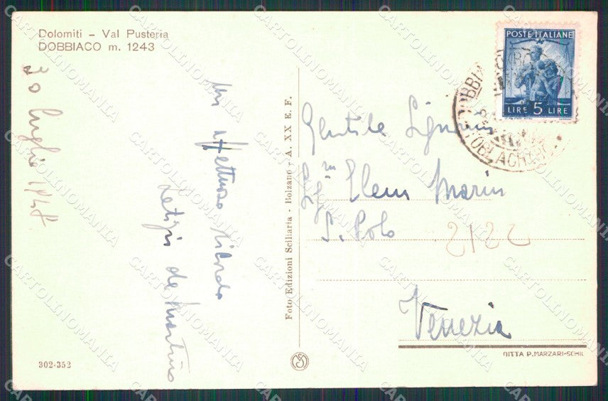 Bolzano Dobbiaco Val Pusteria Dolomiti cartolina MX4431 – retro