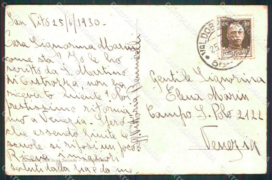 Treviso Valdobbiadene Veduta dalla Strada San Pietro Barbozza cartolina MX4438 – retro
