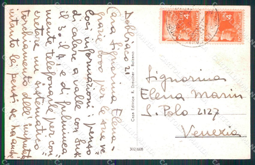 Bolzano Dobbiaco Veduta Generale Val Pusteria cartolina MX4441 – retro