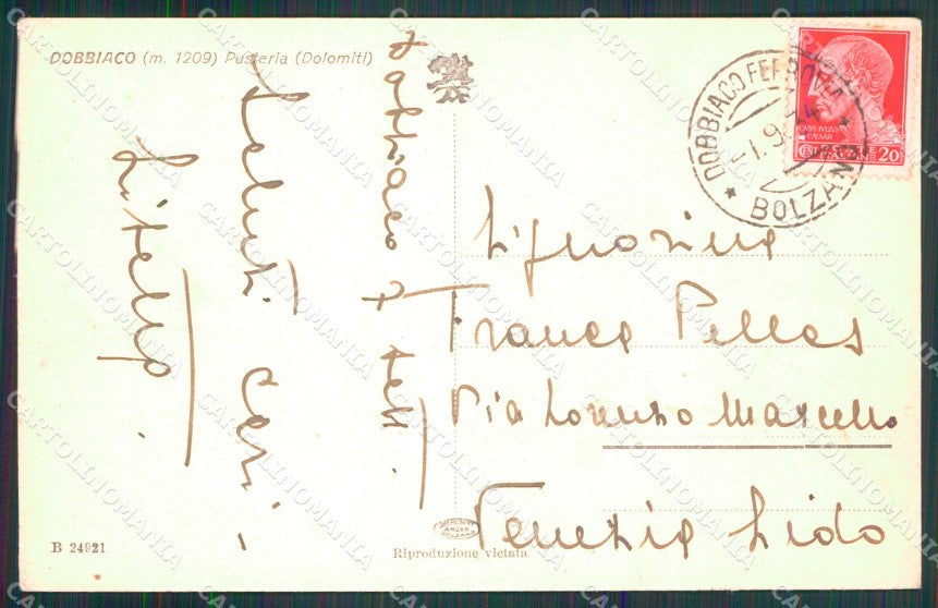 Bolzano Dobbiaco Veduta Generale Val Pusteria cartolina MX4444 – retro
