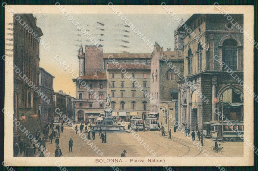 Bologna Città Piazza Nettuno Tram cartolina MX4475 – fronte