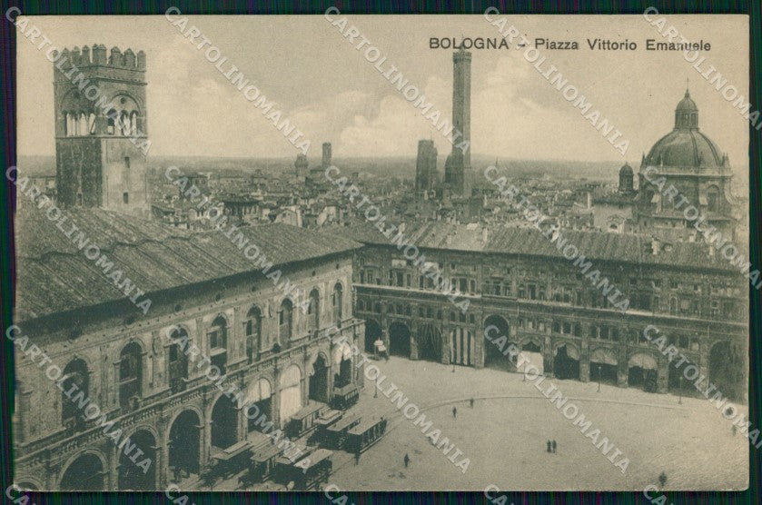 Bologna Città Piazza Vittorio Emanuele Tram cartolina MX4487 – fronte