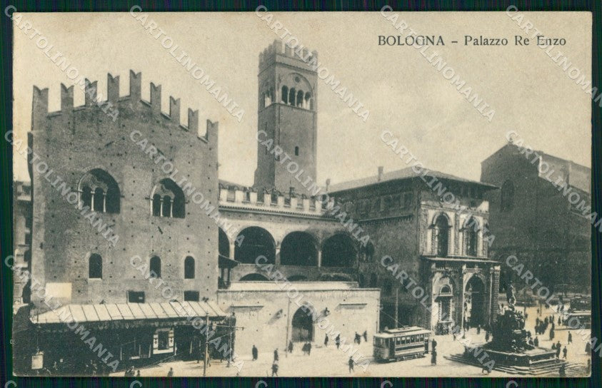 Bologna Città Palazzo Re Enzo Tram cartolina MX4517 – fronte
