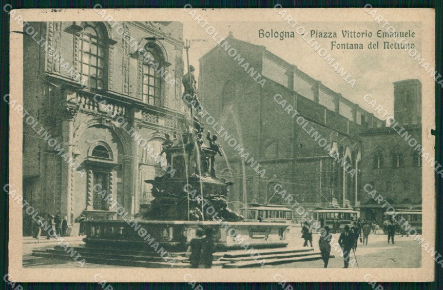 Bologna Città Piazza Vittorio Emanuele Tram Fontana Nettuno cartolina MX4526 – fronte