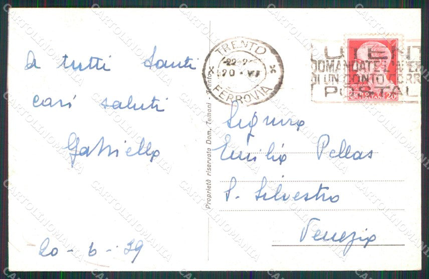 Trento Città Palazzo Pretorio Piazza Vittorio Emanuele III cartolina MX4560 – retro