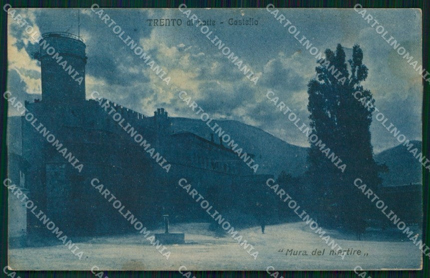 Trento Città Castello Notturno Mura del Martire cartolina MX4562 – fronte
