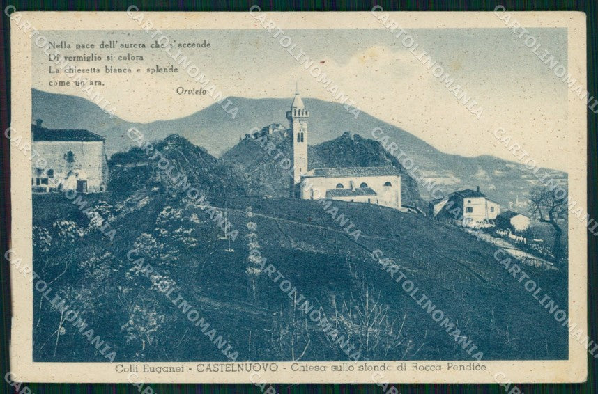 Padova Castelnuovo Chiesa Sfondo Rocca Pendice Colli Euganei cartolina MX4588 – fronte