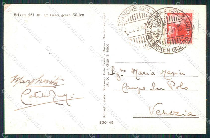 Bolzano Bressanone Veduta Generale Franzl 330 45 cartolina MX4598 – retro