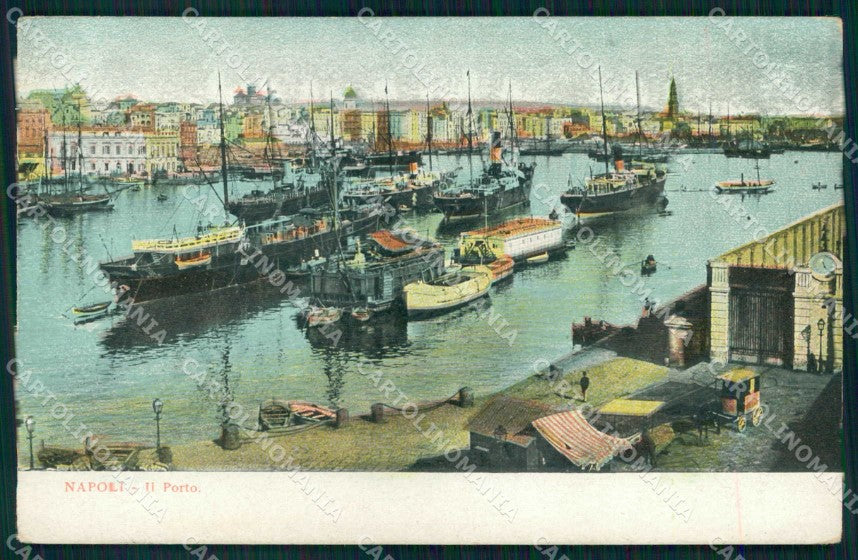 Napoli Città Porto con Barche cartolina MX4602 – fronte
