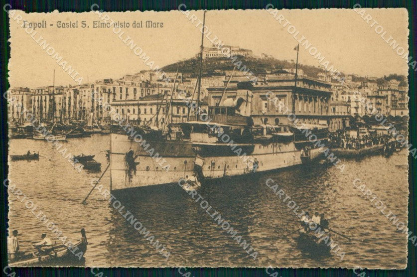 Napoli Città Castel Sant Elmo Veduta Mare Barche cartolina MX4604 – fronte