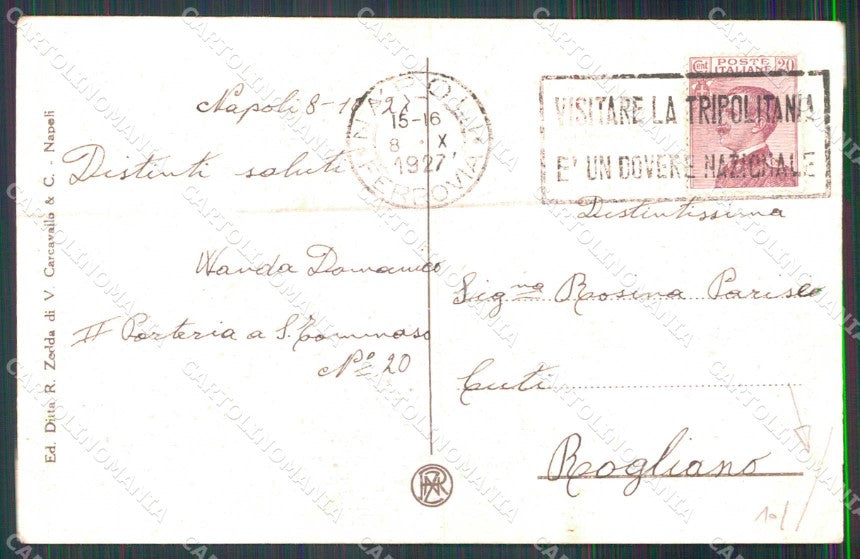 Napoli Città Via Caracciolo Pescatori PIEGHINA cartolina MX4612 – retro