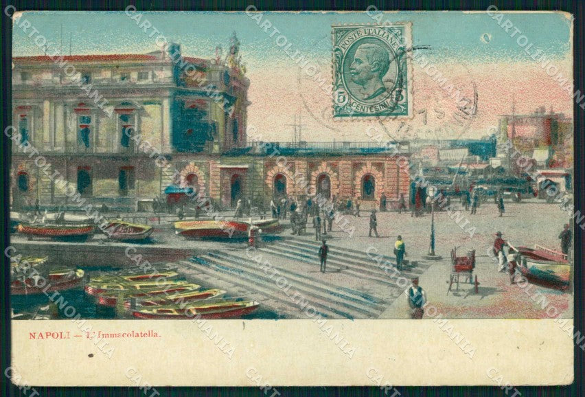 Napoli Città Immacolatella Barche cartolina MX4616 – fronte