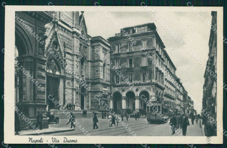 Napoli Città Via Duomo Tram cartolina MX4625 – fronte