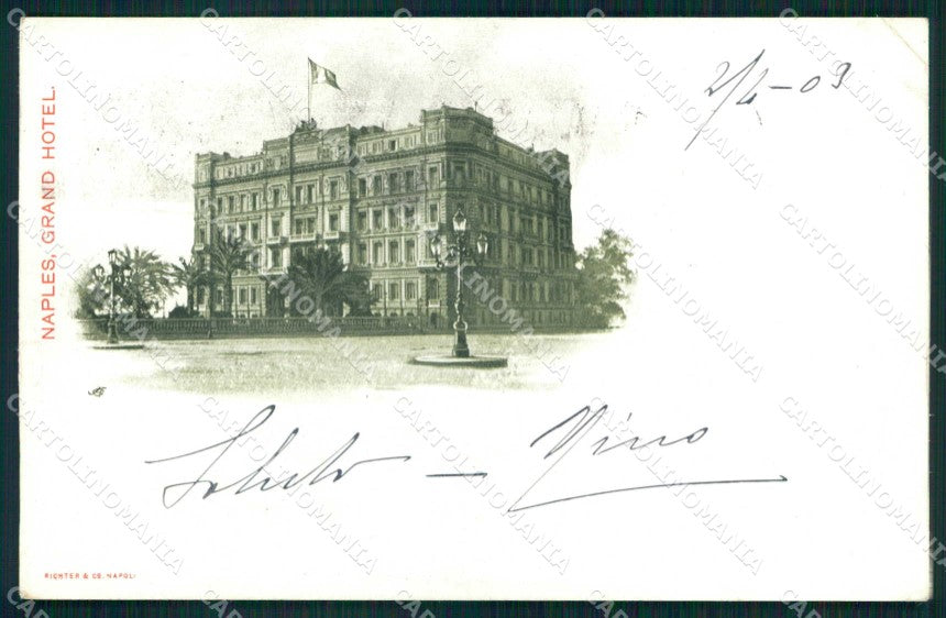 Napoli Città Grand Hotel Esterno PIEGHINA cartolina MX4627 – fronte