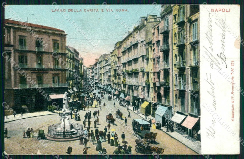 Napoli Città Largo Carità Via Roma ABRASA cartolina MX4643 – fronte