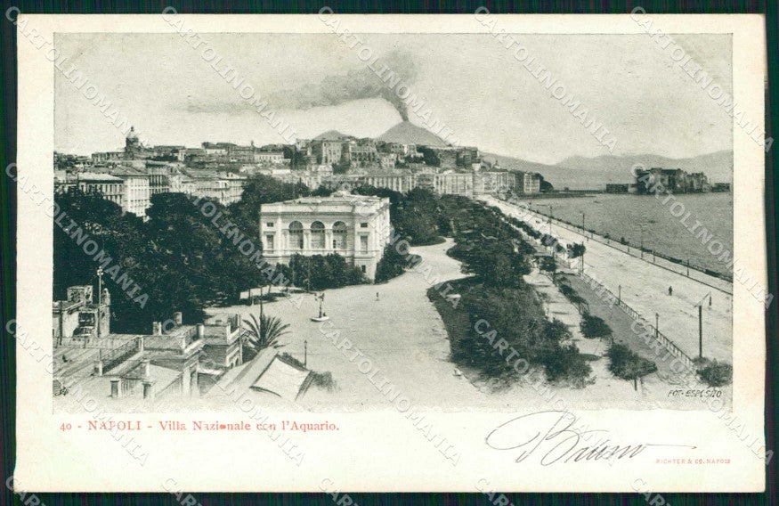 Napoli Città Villa Nazionale con Acquario Richter 40 cartolina MX4646 – fronte