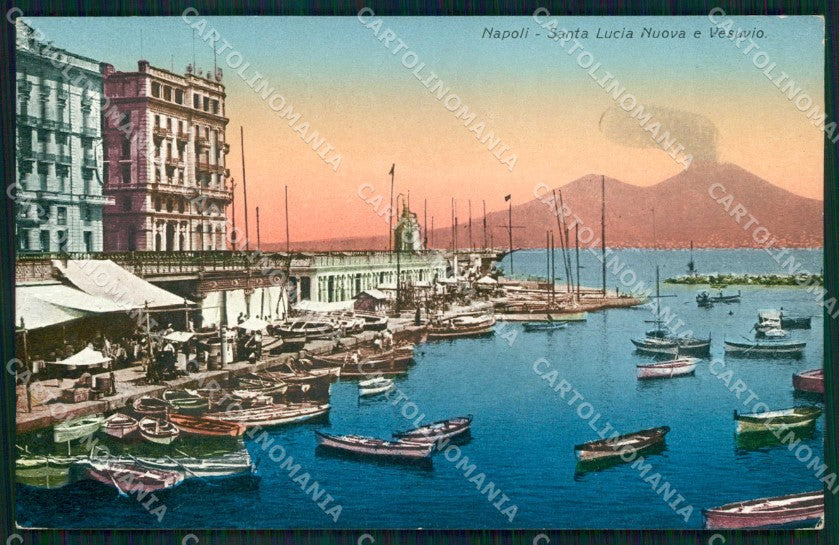 Napoli Città Santa Lucia Nuova Barche Vesuvio cartolina MX4652 – fronte