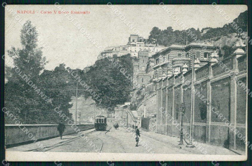 Napoli Città Corso Vittorio Emanuele Tram PIEGHINA cartolina MX4664 – fronte