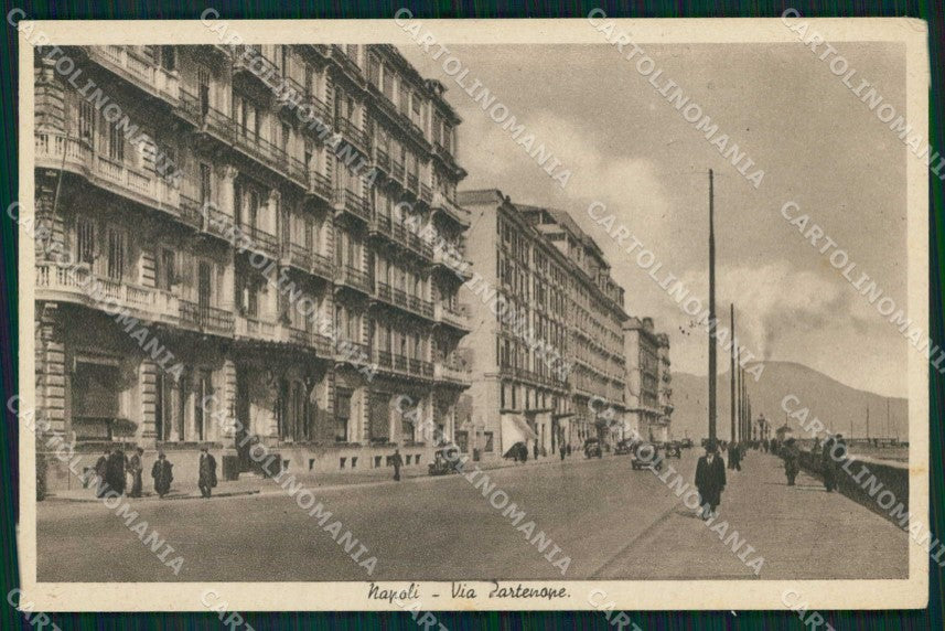 Napoli Città Via Partenope Vesuvio cartolina MX4666 – fronte