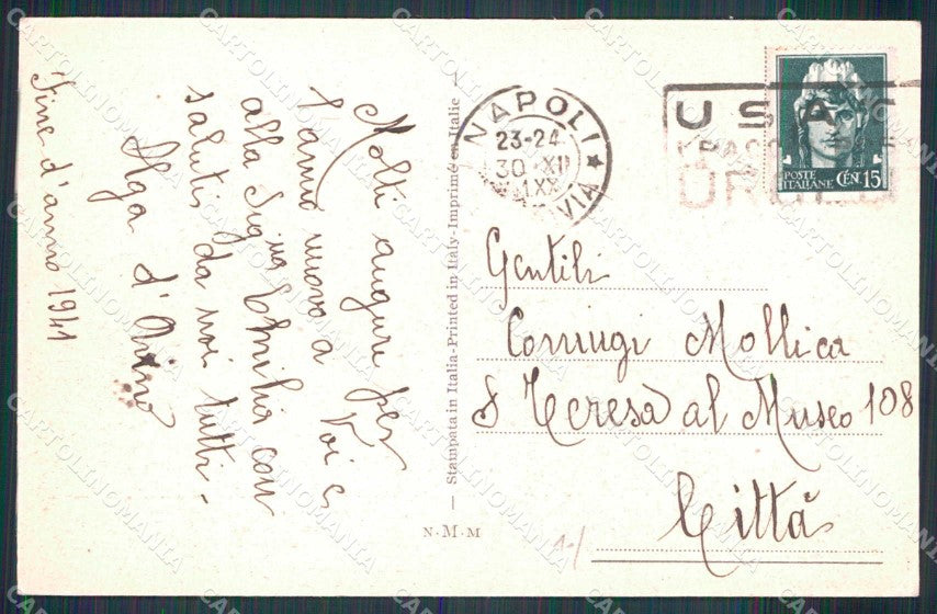 Napoli Città Via Partenope Vesuvio cartolina MX4668 – retro
