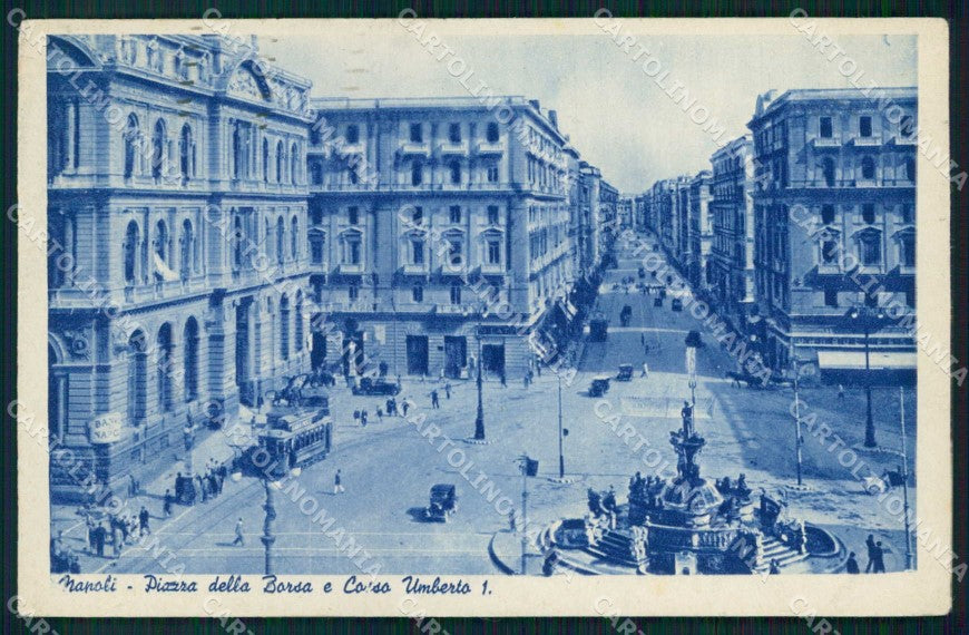 Napoli Città Piazza Borsa Tram Corso Umberto I cartolina MX4669 – fronte