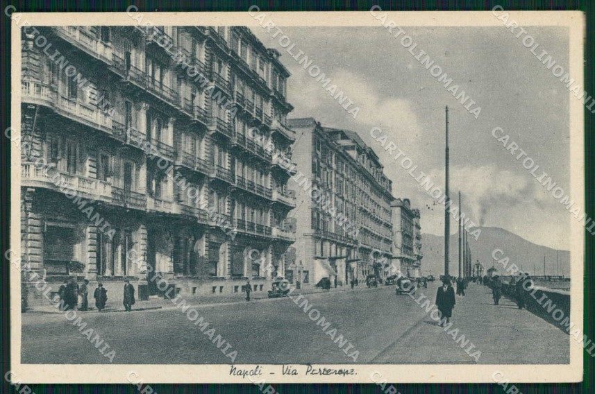 Napoli Città Via Partenope Vesuvio cartolina MX4679 – fronte