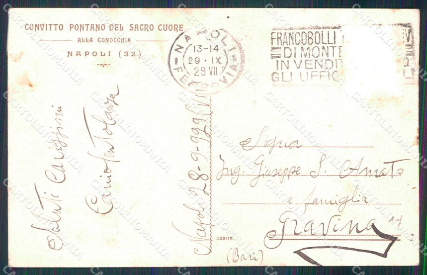 Napoli Città Statua San Giuseppe Convitto Pontano Sacro Cuore cartolina MX4689 – retro