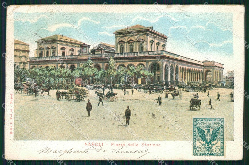 Napoli Città Piazza Stazione PIEGHINE cartolina MX4706 – fronte