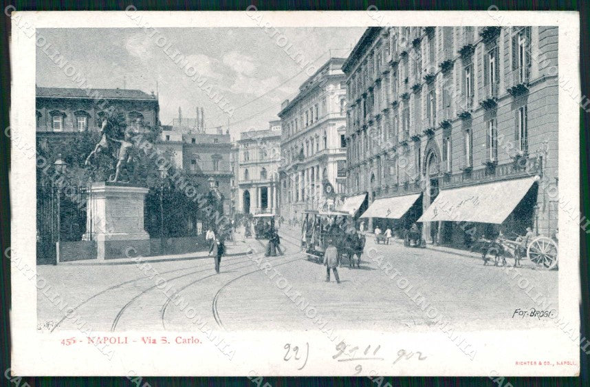 Napoli Città Via San Carlo Tramway Richter 456 cartolina MX4710 – fronte