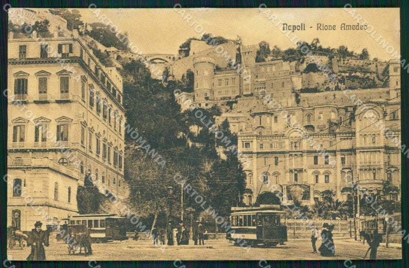 Napoli Città Rione Amedeo Tram Alterocca 1965 TRACCE UMIDO cartolina MX4714 – fronte