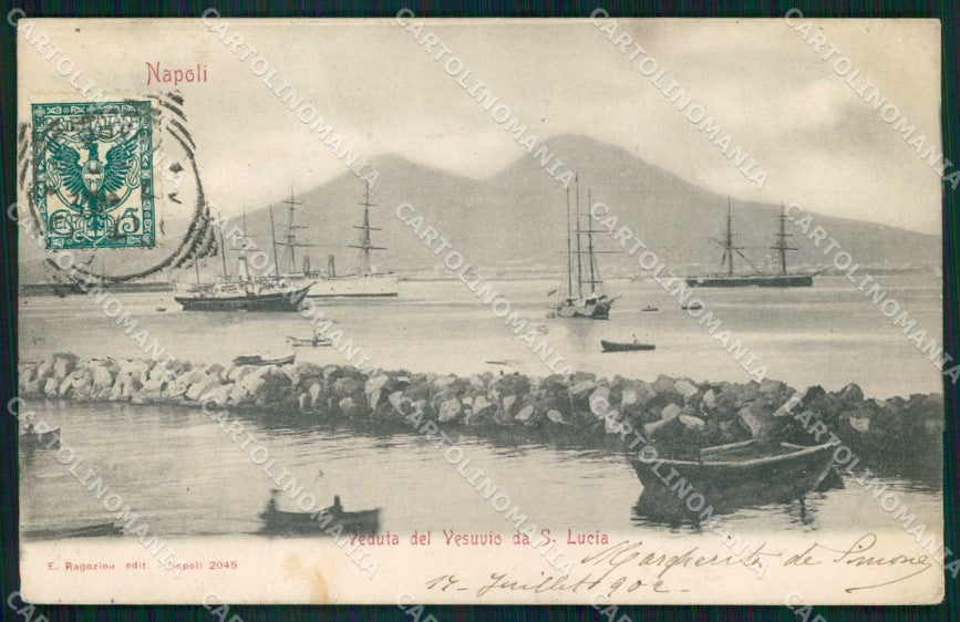 Napoli Città Veduta Vesuvio da Santa Lucia Barche Ragozino 2045 cartolina MX4719 – fronte