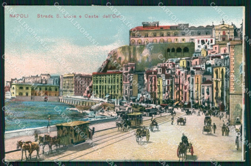 Napoli Città Strada Santa Lucia Tramway Castel dell Ovo cartolina MX4731 – fronte