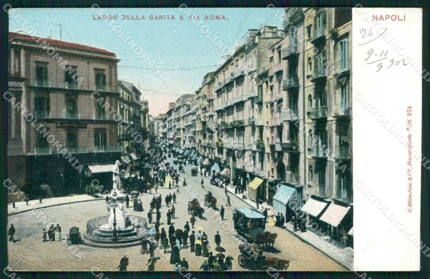 Napoli Città Largo Carità Tramway Via Roma cartolina MX4735 – fronte