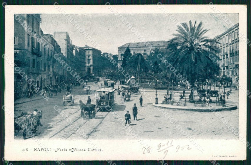 Napoli Città Foria Tramway Piazza Cavour Richter 418 cartolina MX4738 – fronte