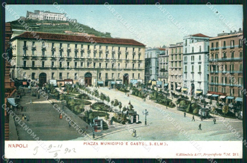 Napoli Città Piazza Municipio Castel Sant Elmo cartolina MX4740 – fronte