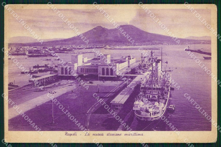 Napoli Città Nuova Stazione Marittima Vesuvio Piroscafo cartolina MX4766 – fronte