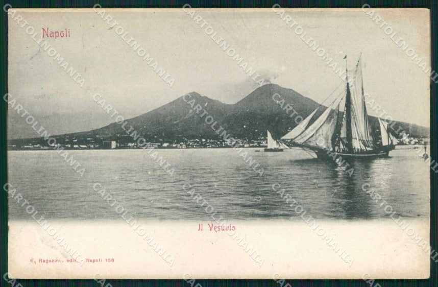 Napoli Città Veduta Vesuvio Barche Ragozino 158 cartolina MX4789 – fronte