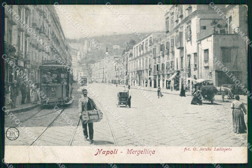 Napoli Città Mergellina Tram Alterocca 5798 PIEGHE cartolina MX4792 – fronte