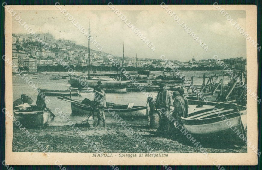 Napoli Città Spiaggia Mergellina Barche cartolina MX4809 – fronte