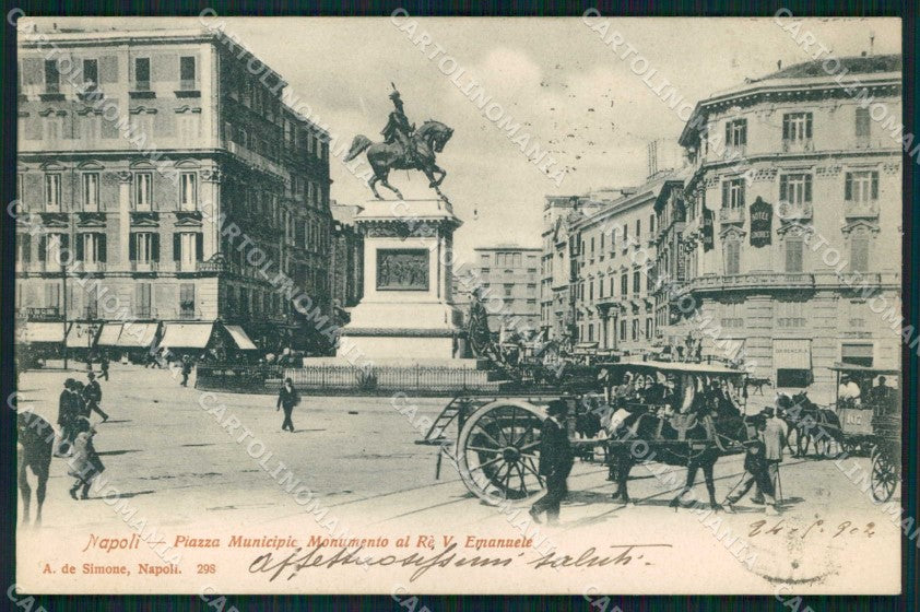 Napoli Città Monumento Re Vittorio Emanuele Piazza Municipio cartolina MX4820 – fronte